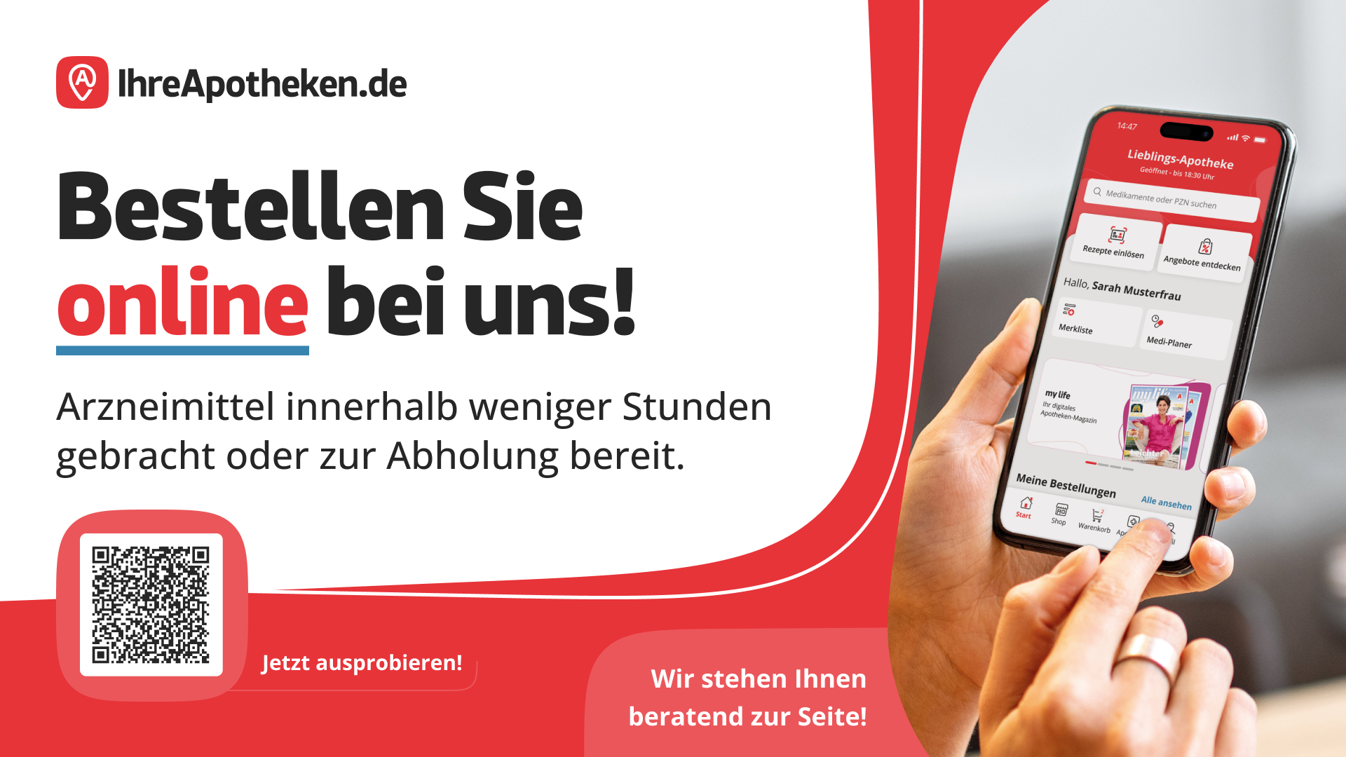 Grafik mit Info von IhreApotheken.de und Link zum Shop